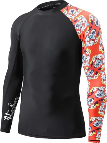 Miniatura 23 de HUGE SPORTS Camiseta de protección contra erupciones de manga larga para hombre UPF 50+ con protección UV, de secado rápido, con costuras de Bosque