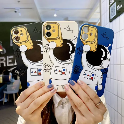 Miniatura 6 de Yonds Queen para iPhone 7 Plus / 8 Plus, linda funda con diseño de astronauta de dibujos animados, elegante parachoques de TPU suave, protectora