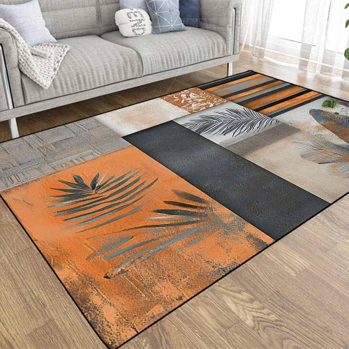 Miniatura 61 de TOMWISH - Alfombra abstracta pintada a mano en blanco y negro con pintura dorada, sala de estar, dormitorio, decoración de suelo, alfombra