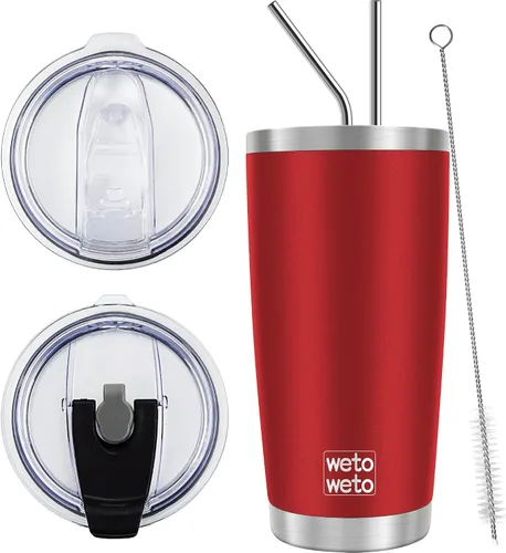 Miniatura 35 de WETOWETO - Vaso de viaje con aislamiento de 20 onzas, de acero inoxidable, con doble pared, a prueba de fugas, taza de café con revestimiento