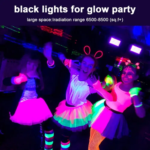 Miniatura 2 de Tansir - Luces negras de 500 W LED negras para exteriores con enchufe (cable de 6 pies) para fiesta de luz negra, iluminación de escenario, acuario