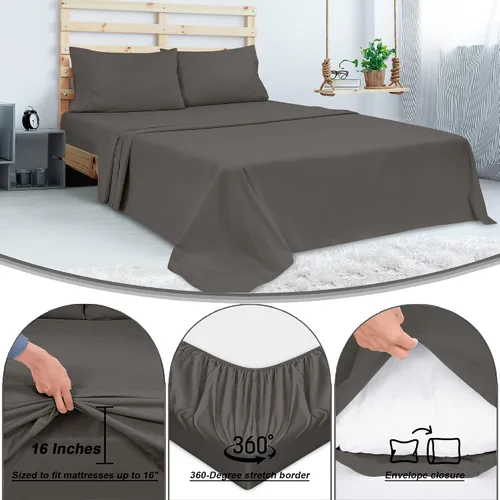 Miniatura 5 de ROYALE LINENS - Juego de sábanas de 300 hilos, 100 % algodón peinado de fibra larga, 3 piezas, sábana individual - 1 sábana ajustada, 1 sábana lisa