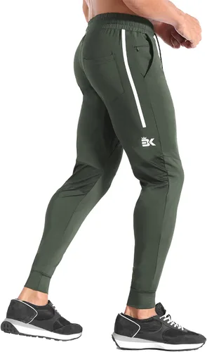 Miniatura 3 de BROKIG Pantalones deportivos ligeros de gimnasio para hombre, pantalones deportivos de entrenamiento con bolsillo con cremallera, pantalones