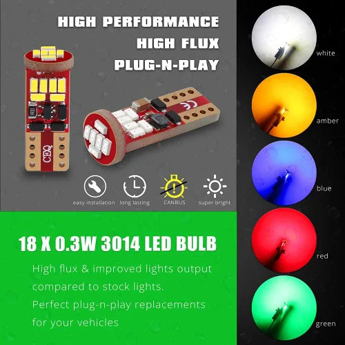 Miniatura 6 de 10 bombillas LED 194 168 W5W LL 2825 2827 175, licencia verde, mapa interior, cúpula, cortesía, luces de puerta paso 161 2821 12V Super Bright T10