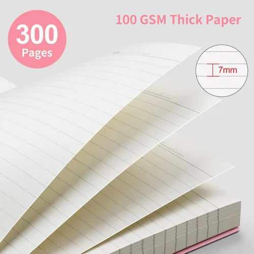 Miniatura 3 de EMSHOI Cuaderno espiral A5 rayado para la universidad, pequeño de 5.7" X 8.22", 300 páginas/150 hojas, papel grueso de 100 g/m², tapa dura Rosado