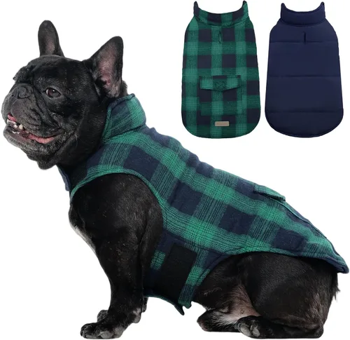 Miniatura 23 de Kuoser - Abrigo de invierno para perro, chaqueta reversible, abrigo cálido de estilo británico, de clima frío, ropa resistente al viento, chaleco