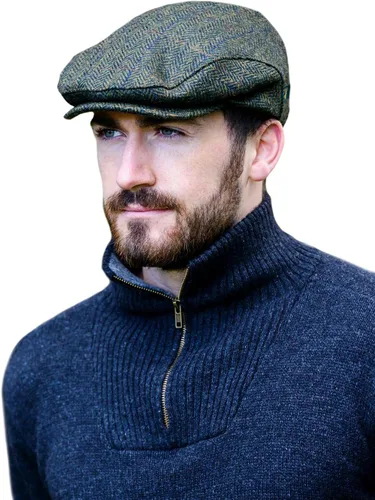 Mucros Weavers Gorra plana irlandesa para hombre, fabricada en Irlanda, 100% tweed irlandés, verde