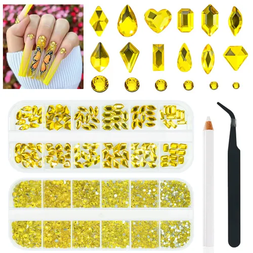 Miniatura 21 de qiipii Diamantes de imitación para uñas de amatista púrpura de múltiples formas de cristal con base plana K9, piedras de vidrio púrpura claro, gemas