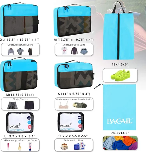 Miniatura 2 de Bagail - Conjunto de 6 8 organizadores de equipaje cubos de empaque para accesorios de viaje