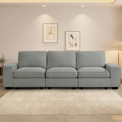 Miniatura 48 de TEKAMON Sofá Modular de 100" con Almacenamiento en los Asientos, Cómodo Sofá de Tela Chenilla de 3 Plazas para Sala de Estar, Oficina, Apartamento