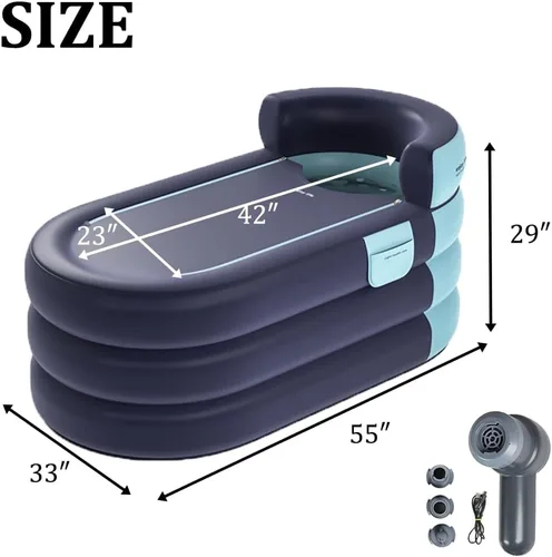 Miniatura 2 de Bañera inflable plegable portátil con bomba de aire eléctrica, bañera ecológica para cabina de ducha, diseño de cubierta de baño de una pieza