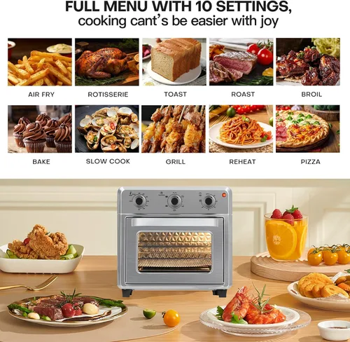 Miniatura 5 de Panana Horno Tostador Compacto de Freidora de Aire, 1400W 21QT con 6-en-1 Multifunciones y Rango de Temperatura Amplio, Horno de Freidora de Aire