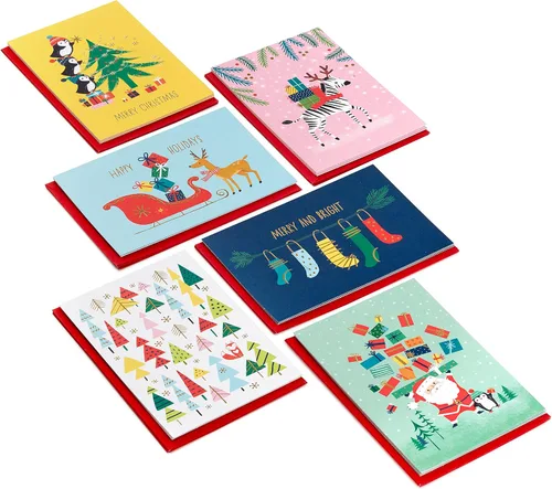 Miniatura 3 de Hallmark - Tarjetas de Navidad (6 tarjetas con sobres) Papá Noel conduciendo un auto rojo