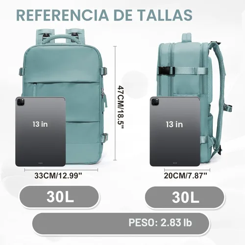 Miniatura 3 de coowoz Mochila de viaje grande para mujeres y hombres, mochila de mano aprobada por vuelo, mochila de senderismo impermeable para deportes al aire