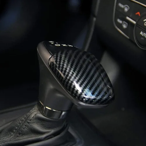 Miniatura 3 de Crosselec - Adhesivo decorativo de fibra de carbono para el pomo de la palanca de cambios para Dodge Charger 2015+ (Negro)