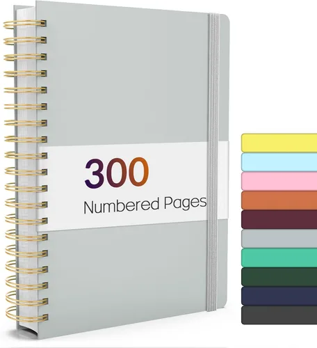 Miniatura 9 de Forvencer Cuaderno rayado en espiral con 300 páginas numeradas, diarios gruesos A5 para escribir con papel de 3.53 oz/m², cuadernos de tapa dura