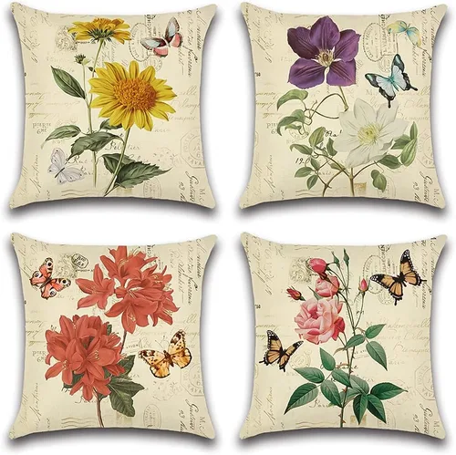Miniatura 15 de Artscope Juego de 4 fundas de almohada impermeables de 12 x 20 pulgadas, con patrón de hortensias y loto, perfectas para exteriores, patio, jardín