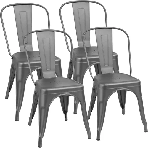 Miniatura 12 de Furmax Silla de comedor de metal para uso en interiores y exteriores, apilable, clásica, Trattoria, elegante, comedor, bistró, cafetería, sillas