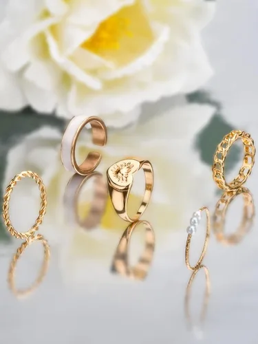 Miniatura 30 de Preppy Heishi - Juego de pulseras de surfista para niñas adolescentes, bonitos aretes estéticos, anillos estéticos preppy coloridos de oro blanco
