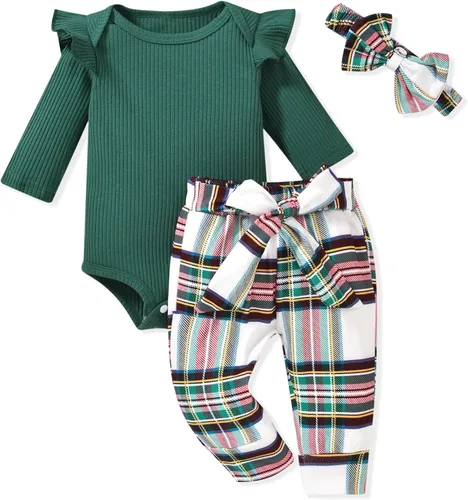 Miniatura 39 de Aalizzwell Conjunto de mameluco acanalado para bebé recién nacido prematuro para otoño e invierno