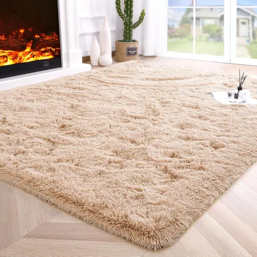 Miniatura 13 de Noahas - Alfombras mullidas de 4 x 6 pies para dormitorio y sala de estar, alfombra gruesa y peluda de color gris, alfombra de suelo antideslizante