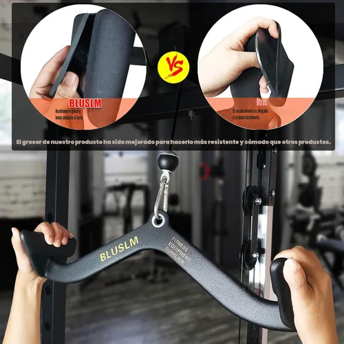 Miniatura 5 de BLUSLM LAT Pull Down Bar for Cable Machine, LAT Pulldown Attachments T-bar V-bar Cable Attachment for Gym, Back Tricep Strength Training Handle
