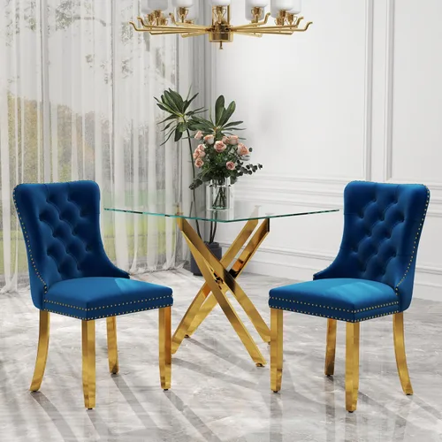 Miniatura 86 de Juego de comedor de 3 piezas con superficie de vidrio transparente, juego de comedor cuadrado minimalista moderno de 36'', juego de mesa de cocina