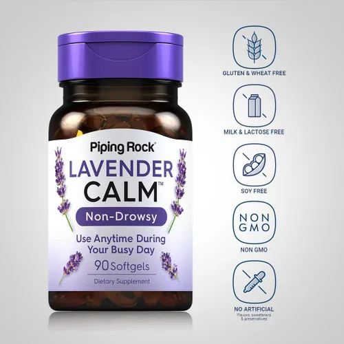 Miniatura 3 de Piping Rock Píldoras calmantes de lavanda 90 cápsulas blandas Suplemento sin somnolencia Sin OMG, sin gluten