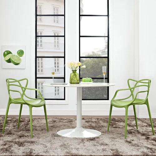 Miniatura 2 de Modway Enredado moderno moldeado plástico dos sillas de comedor en verde