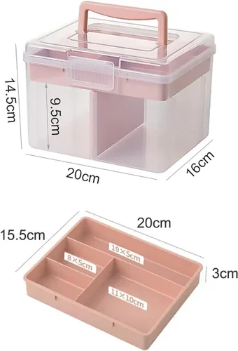Miniatura 7 de Caja de almacenamiento pequeña y portátil de plástico para adornos de belleza, uñas y accesorios para el cabello, estuche de cosméticos con asa