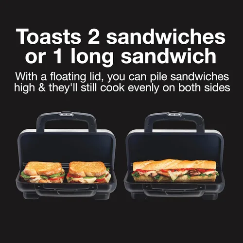 Miniatura 4 de Proctor Silex Sandwichera caliente de lujo con platos de cerámica antiadherentes sin PFAS fáciles de limpiar, se adapta a hasta 2 quesos a