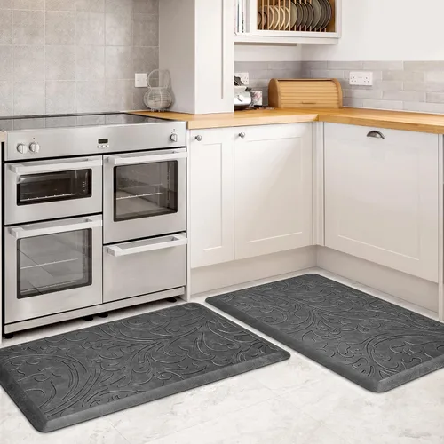 Miniatura 16 de KMAT Tapete de cocina acolchado antifatiga, impermeable, antideslizante, tapete ergonómico cómodo para el hogar, oficina, fregadero, lavandería