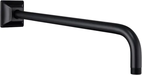 Brazo de ducha de 16 pulgadas con brida, acero inoxidable negro mate de 90 grados, brazo de extensión de cabezal de ducha montado en la pared para