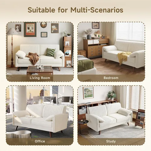 Miniatura 6 de ONBRILL Sofá Loveseat de 64.5", Sofá Loveseat de Chenilla para Sala de Estar, Asiento Profundo de 23.2" Love Seat con Brazos Acolchados, Cómodos
