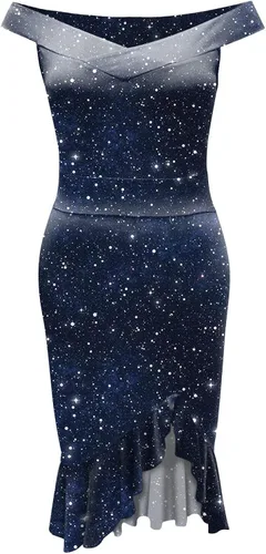 Miniatura 3 de iQKA Vestido de cóctel sexy para mujer, con dobladillo con volantes, estampado floral, cuello en V, sin mangas, vestido de tubo