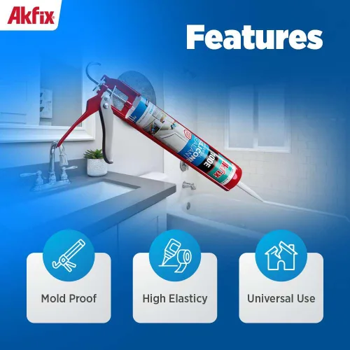 Miniatura 3 de Akfix 100E RTV - Calafateo de silicona gris (12 x 10.1 onzas líquidas), sellador de silicona 100% impermeable para cocina y baño, ducha, bañera