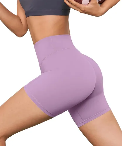 Miniatura 8 de Pantalones cortos de ciclismo de cintura alta para mujer, 5 pulgadas, control de abdomen, atléticos, correr, gimnasio, yoga, pantalones cortos