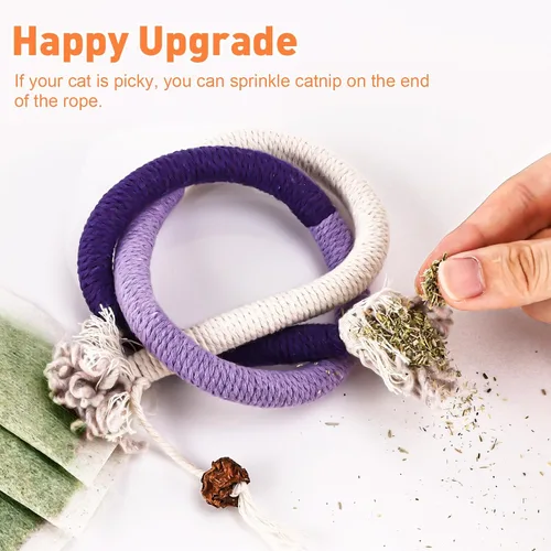 Miniatura 7 de TEAWOO Juguetes para gatos, 3 piezas con hierba gatera natural, juguete de limpieza de dientes seguro para gatitos de interior, juguetes