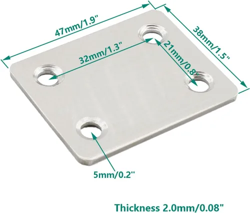 Miniatura 2 de 10 placas reparadoras resistentes, soporte plano de acero inoxidable, soporte recto, placas de fijación, conector de unión para muebles de madera