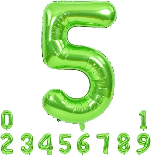 Miniatura 7 de TONIFUL Globos grandes de 40 pulgadas con números verdes del 0 al 9, número 8, globos digitales de aluminio de helio Mylar con números grandes