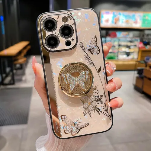 Miniatura 6 de Funda protectora con función atril para iPhone 13 Pro de 6.1 pulgadas, bonita funda protectora con diamantes de imitación para niñas y mujeres