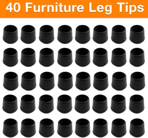 Miniatura 8 de Shepherd - Paquete de 40 protectores de suelo antideslizantes con punta de goma redonda – Diámetro interior de 1 pulgada para sillas, taburetes