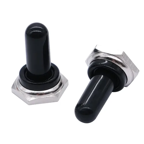 Miniatura 2 de Mxuteuk 5pcs negro 0.472 in goma Rocker Toggle Switch Knob sombrero impermeable cubierta del maletero tapa diez -MZ-BK