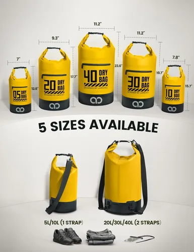 Miniatura 2 de Lamicall Bolsa seca, Bolsa impermeable - [Durable y Flotante] 5L/10L/20L/30L/40L Bolso seco con tapa enrollable con funda impermeable para el Lemon