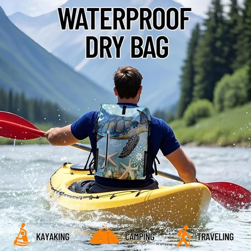 Miniatura 7 de Bolsa seca impermeable Bolsas secas marinas para kayak, senderismo, tortugas marinas, estrellas de mar, mochila con cierre enrollable, mochila