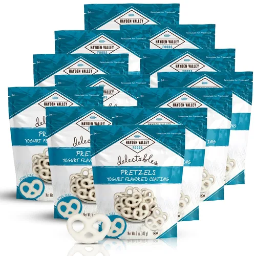 Miniatura 14 de Hayden Valley Foods Pretzels cubiertos con sabor a yogur de arándanos Bolsas de 5 onzas (paquete de 3) Sin sabores artificiales, conservantes