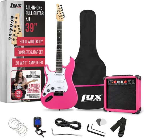 Miniatura 15 de LyxPro Kit completo de guitarra eléctrica de 39 pulgadas para principiantes, tamaño completo con amplificador de 20 W, el paquete incluye todos