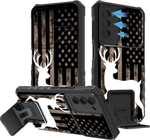 Miniatura 743 de Funda para Samsung Galaxy S22 Ultra 5G, Galaxy S22 Ultra con cubierta de cámara deslizante, funda resistente de doble capa con función atril Black