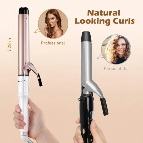 Miniatura 5 de Rizador de pelo de 1.25 pulgadas con barril de revestimiento de cerámica, varita rizadora profesional de calor instantáneo hasta 450 °F, pantalla