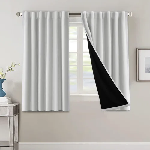 Miniatura 124 de H.VERSAILTEX Cortinas 100% opacas para dormitorio con forro negro, cortinas de oscurecimiento de habitación completa, con aislamiento térmico